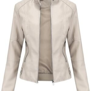  Faux White Leather Jacket Women Bomber Jacket Women's 