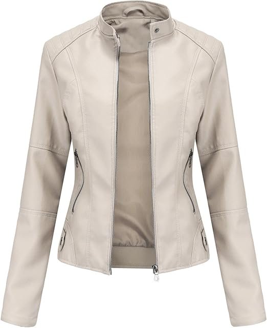 Faux White Leather Jacket Women Bomber Jacket Women's