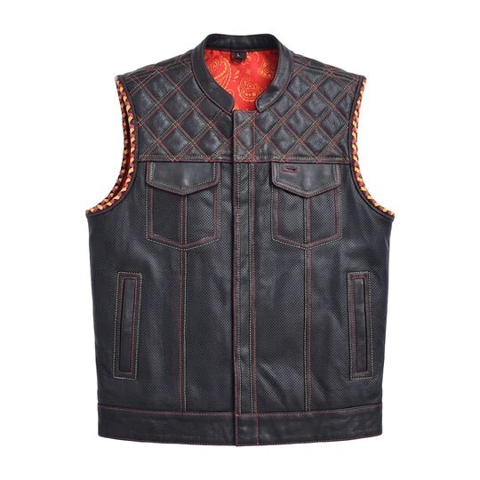 Men's Perforated Leather Motorcycle Vest